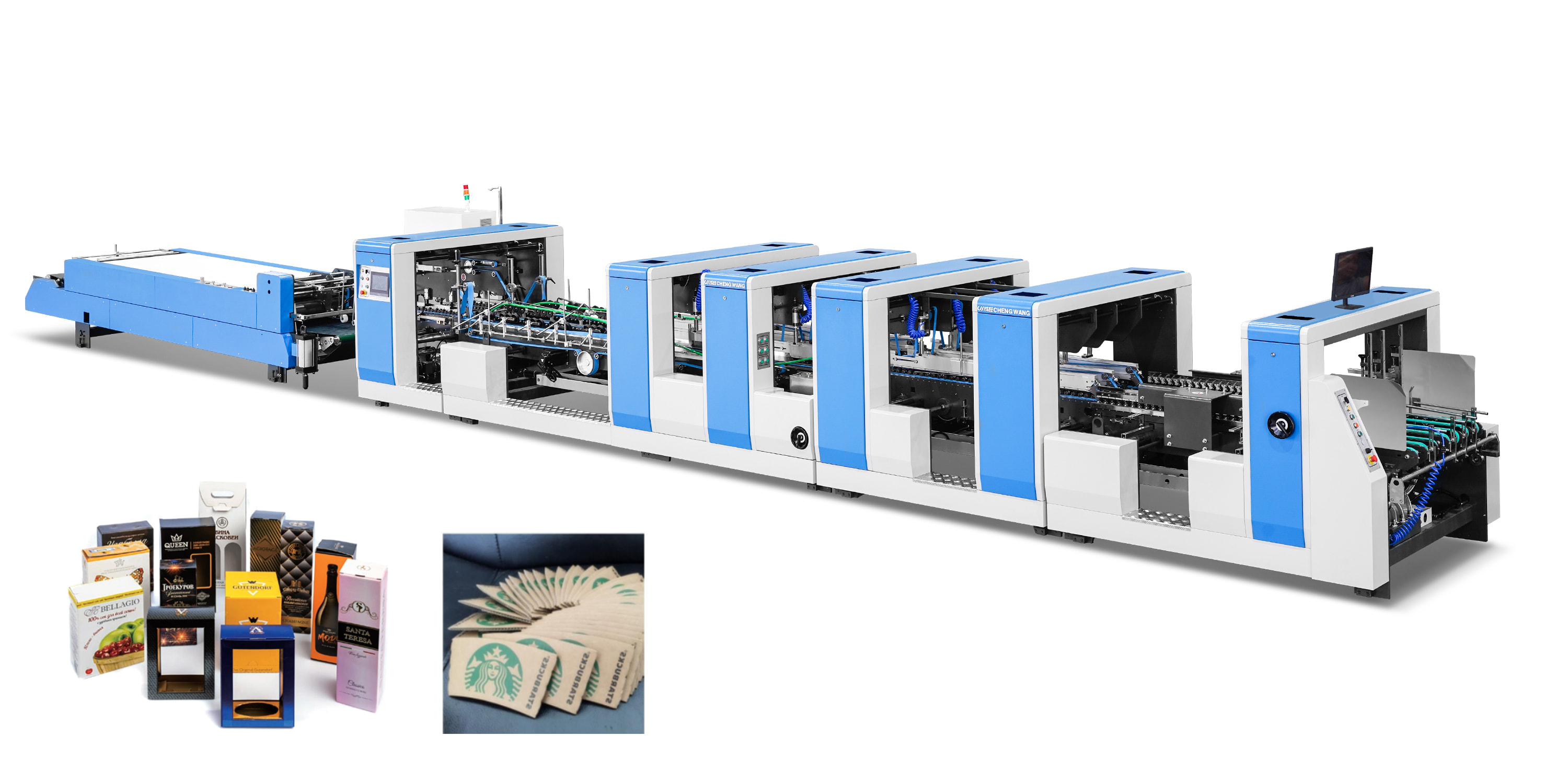 Máquina encoladora de carpetas inferiores con servobloqueo completo