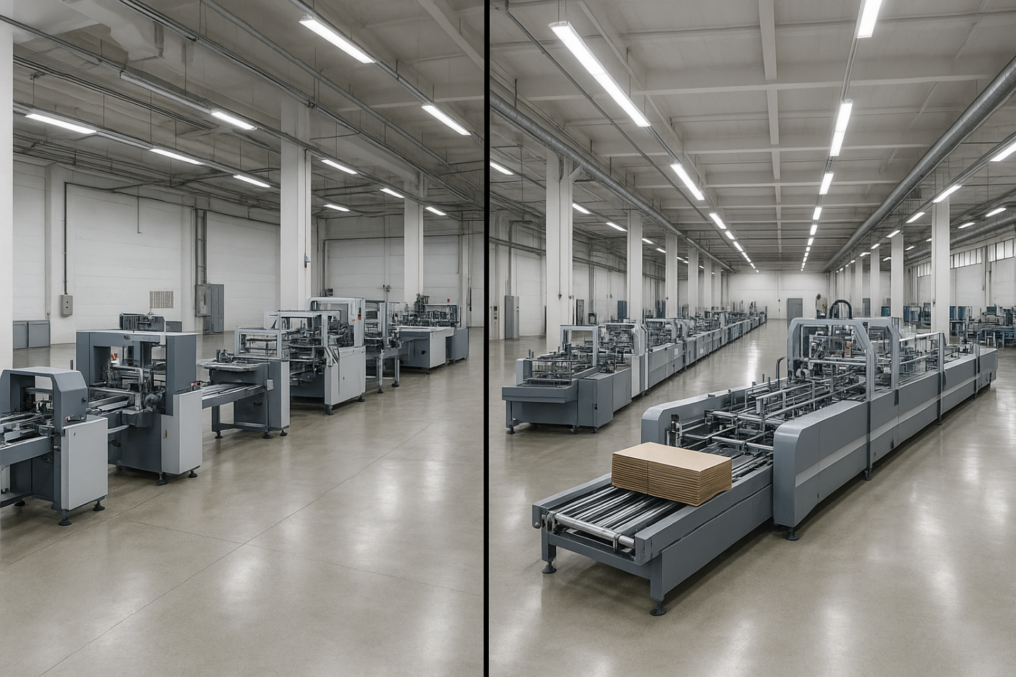 Líneas de pegado de carpetas modulares e integradas con ventajas y desventajas